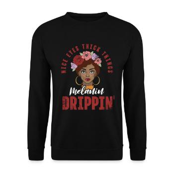 Beautiful Eyes Thick Things Melanin Drippin For Pride - Unisex Sweatshirt - black - Front - Alina (178cm) & Michal (187cm)