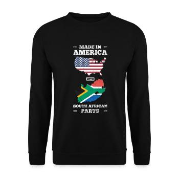 Fabriqué en Amérique avec des pièces sud-africaines - Sweat-shirt Unisexe - noir - Devant - Alina (178cm) & Michal (187cm)