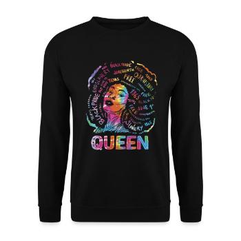 Queen For Pride Black African American Woman - Unisex Sweatshirt - black - Front - Alina (178cm) & Michal (187cm)