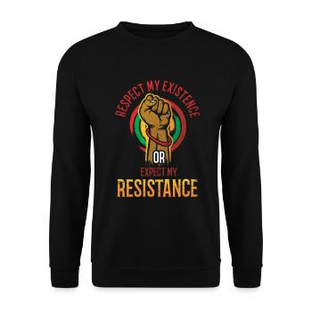 Respektiere Meine Existenz Oder Erwarte Meine Für - Unisex Pullover - Schwarz - Vorne - Alina (178cm) & Michal (187cm)