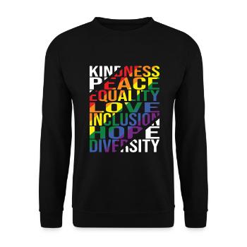 Gentillesse Paix Égalité Amour Inclusion Espoir Plongeurs - Sweat-shirt Unisexe - noir - Devant - Alina (178cm) & Michal (187cm)