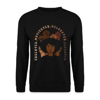 Gebildet, Motiviert, Melanisiert, Stolz - Unisex Pullover - Schwarz - Vorne - Alina (178cm) & Michal (187cm)