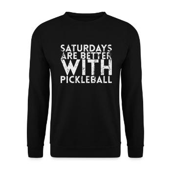 Les samedis sont meilleurs pour les joueurs de pickleball ou - Sweat-shirt Unisexe - noir - Devant - Alina (178cm) & Michal (187cm)