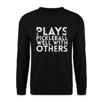 Spielt Pickleball Gut Mit Für Pickleball-spieler - Unisex Pullover - Schwarz - Vorne - Alina (178cm) & Michal (187cm)