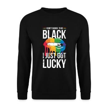 I didn't choose to turn black - Unisex Sweatshirt - black - Front - Alina (178cm) & Michal (187cm)