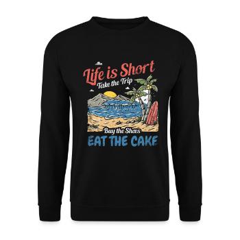 Life is short Take the trip Buy - Unisex Sweatshirt - black - Front - Alina (178cm) & Michal (187cm)