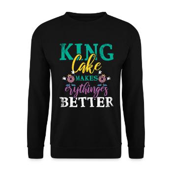 King Cake Makes Everything Better for Baker Or - Unisex Sweatshirt - black - Front - Alina (178cm) & Michal (187cm)