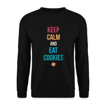 Restez calme et mangez des biscuits pour les boulangers ou les amateurs de pâtisserie - Sweat-shirt Unisexe - noir - Devant - Alina (178cm) & Michal (187cm)
