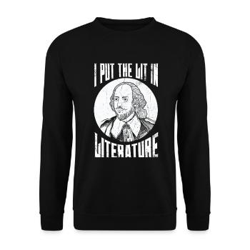 I put the light in literary design for - Unisex Sweatshirt - black - Front - Alina (178cm) & Michal (187cm)