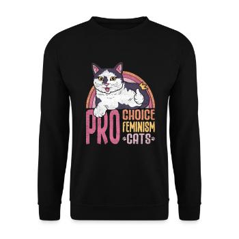 Pro Choice Feminism Cats Design For - Unisex Sweatshirt - black - Front - Alina (178cm) & Michal (187cm)