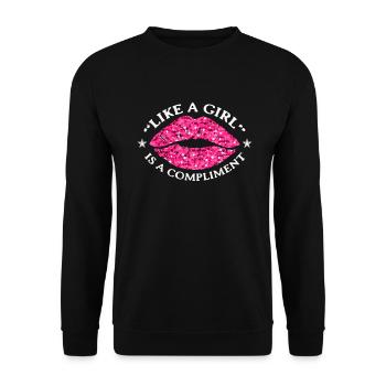 Like a Girl is a compliment for feminists - Unisex Sweatshirt - black - Front - Alina (178cm) & Michal (187cm)