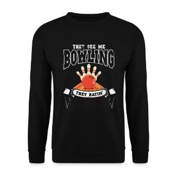 Bowl Design For Bowler Bowling Player Sport - Unisex Sweatshirt - black - Front - Alina (178cm) & Michal (187cm)