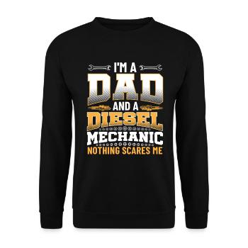 Ich Bin Papa Und Ein Dieselmechaniker, Nichts - Unisex Pullover - Schwarz - Vorne - Alina (178cm) & Michal (187cm)