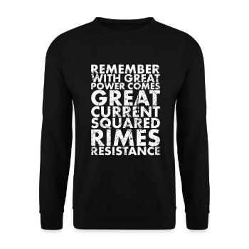 Denken Sie Daran, Mit Großer Kraft Kommt Für - Unisex Pullover - Schwarz - Vorne - Alina (178cm) & Michal (187cm)