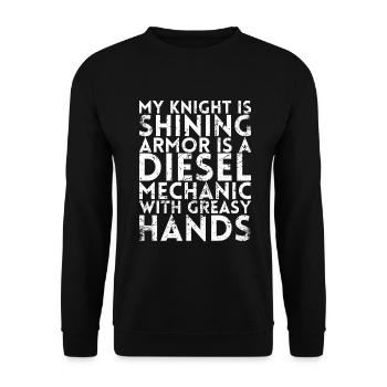 My Knight Is Shining Armor Ist Ein Diesel Für - Unisex Pullover - Schwarz - Vorne - Alina (178cm) & Michal (187cm)