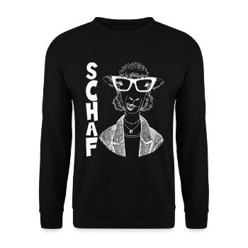 Schafe braucht der Schäfer, lustiges Schaf - Unisex Pullover - Schwarz - Vorne - Alina (178cm) & Michal (187cm)