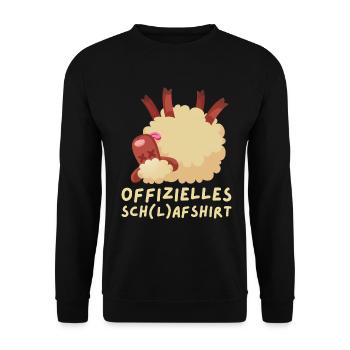 Schafshirt zum Schlafen, Schaf - Unisex Pullover - Schwarz - Vorne - Alina (178cm) & Michal (187cm)