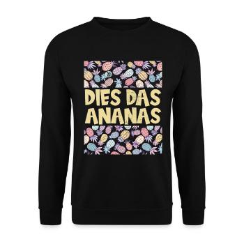 Dies das Ananas, lustige Ananas - Unisex Pullover - Schwarz - Vorne - Alina (178cm) & Michal (187cm)