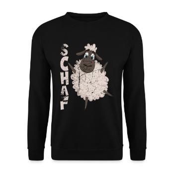 Schafe braucht der Schäfer, lustiges Schaf - Unisex Pullover - Schwarz - Vorne - Alina (178cm) & Michal (187cm)