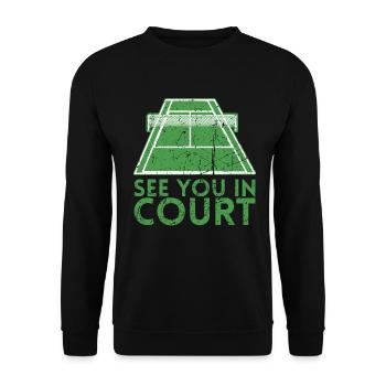 Rendez-vous dans la conception de courts pour les joueurs de tennis - Sweat-shirt Unisexe - noir - Devant - Alina (178cm) & Michal (187cm)