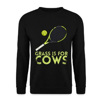 Gras Ist Für Kühe Design Für Tennisfans - Unisex Pullover - Schwarz - Vorne - Alina (178cm) & Michal (187cm)