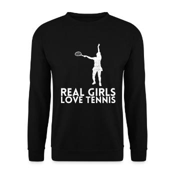 Real girls love tennis design For tennis fans - Unisex Sweatshirt - black - Front - Alina (178cm) & Michal (187cm)
