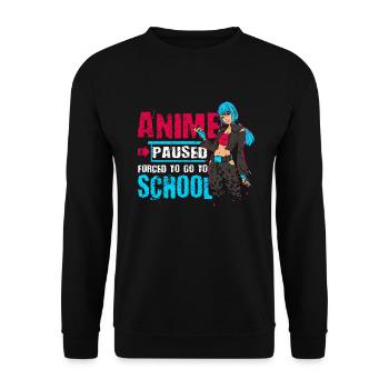 Anime Paused Forced, For Animation To School - Unisex Sweatshirt - black - Front - Alina (178cm) & Michal (187cm)