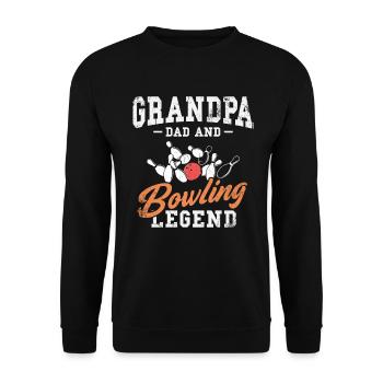 Bowl Design Für Bowler Bowling Grampa Player - Unisex Pullover - Schwarz - Vorne - Alina (178cm) & Michal (187cm)