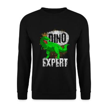 Dino Expert Design for dinosaur fans, dinosaurs - Unisex Sweatshirt - black - Front - Alina (178cm) & Michal (187cm)