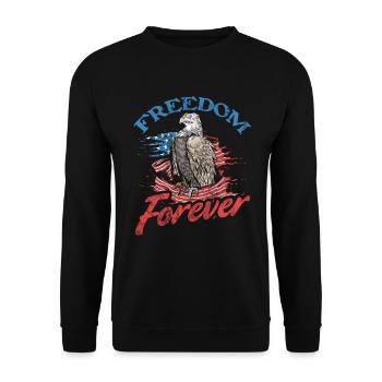 Freedom Forever Eagle Design for the - Unisex Sweatshirt - black - Front - Alina (178cm) & Michal (187cm)