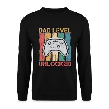 Dad Level Unlocked Design Für Einen Gamer Dad - Unisex Pullover - Schwarz - Vorne - Alina (178cm) & Michal (187cm)