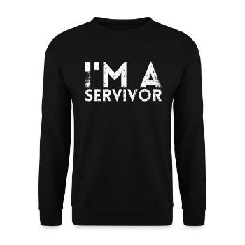 Ich Bin Ein Servivor-design Für Tennisfans - Unisex Pullover - Schwarz - Vorne - Alina (178cm) & Michal (187cm)