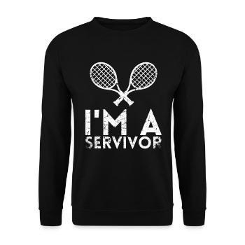I am a servivor tennis racket design for - Unisex Sweatshirt - black - Front - Alina (178cm) & Michal (187cm)