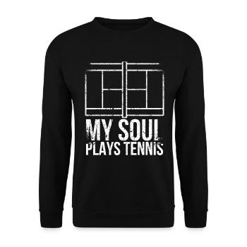 Meine Seele Spielt Tennis Design Für Tennisfans - Unisex Pullover - Schwarz - Vorne - Alina (178cm) & Michal (187cm)