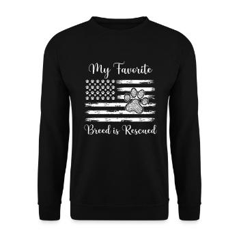 Meine Lieblingsrasse Ist Gerettetes - Unisex Pullover - Schwarz - Vorne - Alina (178cm) & Michal (187cm)