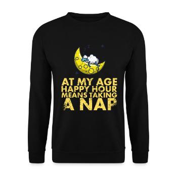 À mon âge signifie Happy Hour, un - Sweat-shirt Unisexe - noir - Devant - Alina (178cm) & Michal (187cm)