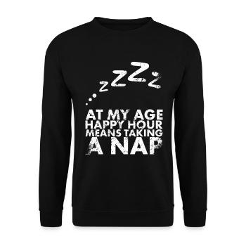 À mon âge signifie Happy Hour, un - Sweat-shirt Unisexe - noir - Devant - Alina (178cm) & Michal (187cm)
