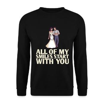 All My Smiles Start With You Design For The Bride - Unisex Sweatshirt - black - Front - Alina (178cm) & Michal (187cm)