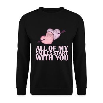All My Smiles Start With You Design For The Bride - Unisex Sweatshirt - black - Front - Alina (178cm) & Michal (187cm)