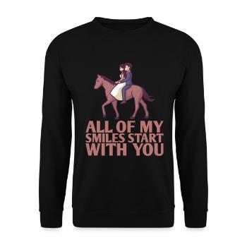 All My Smiles Start With You Design For The Bride - Unisex Sweatshirt - black - Front - Alina (178cm) & Michal (187cm)