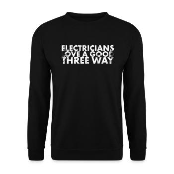 Elektriker Lieben Eine Gute Drei Für Lineman Und - Unisex Pullover - Schwarz - Vorne - Alina (178cm) & Michal (187cm)