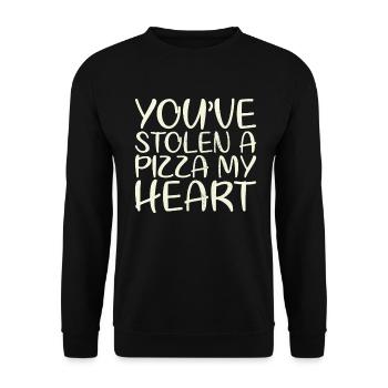 Sie Haben Eine Pizza Gestohlen, Mein Herz-design - Unisex Pullover - Schwarz - Vorne - Alina (178cm) & Michal (187cm)