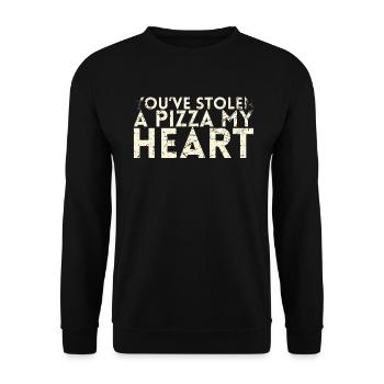Sie Haben Eine Pizza Gestohlen, Mein Herz-design - Unisex Pullover - Schwarz - Vorne - Alina (178cm) & Michal (187cm)