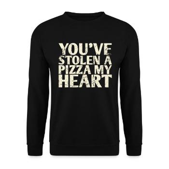 Sie Haben Eine Pizza Gestohlen, Mein Herz-design - Unisex Pullover - Schwarz - Vorne - Alina (178cm) & Michal (187cm)