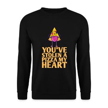 Sie Haben Eine Pizza Gestohlen, Mein Herz-design - Unisex Pullover - Schwarz - Vorne - Alina (178cm) & Michal (187cm)