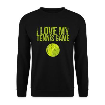 Ich Liebe Mein Tennisspieldesign Für Tennisfans - Unisex Pullover - Schwarz - Vorne - Alina (178cm) & Michal (187cm)