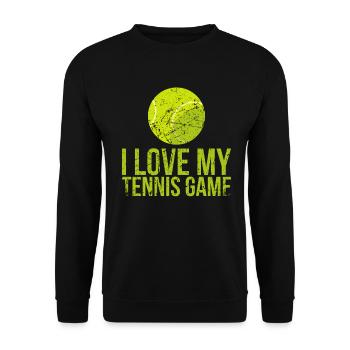 Ich Liebe Mein Tennisspieldesign Für Tennisfans - Unisex Pullover - Schwarz - Vorne - Alina (178cm) & Michal (187cm)