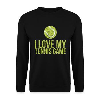 Ich Liebe Mein Tennisspieldesign Für Tennisfans - Unisex Pullover - Schwarz - Vorne - Alina (178cm) & Michal (187cm)