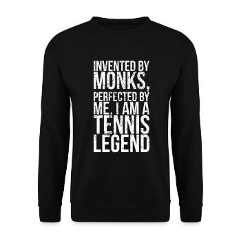 Invented by monks I perfected by me - Unisex Sweatshirt - black - Front - Alina (178cm) & Michal (187cm)