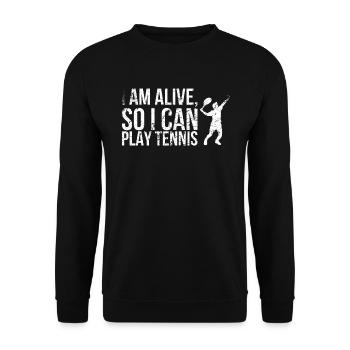 Je vis, donc je peux jouer au tennis design pour - Sweat-shirt Unisexe - noir - Devant - Alina (178cm) & Michal (187cm)